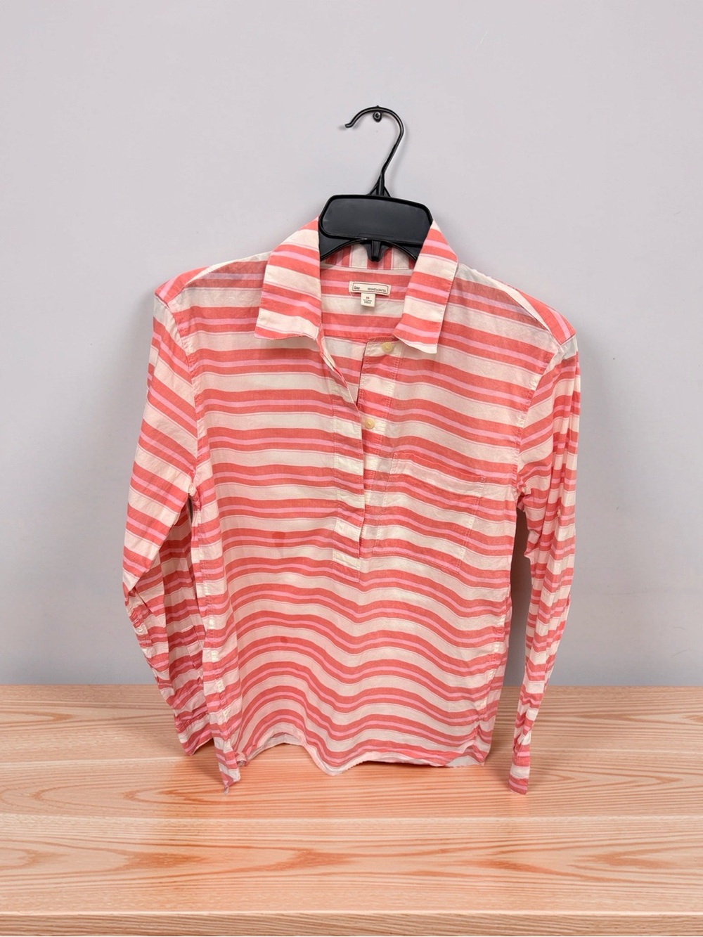 GAP Pink and White Striped Button-Down Shirt